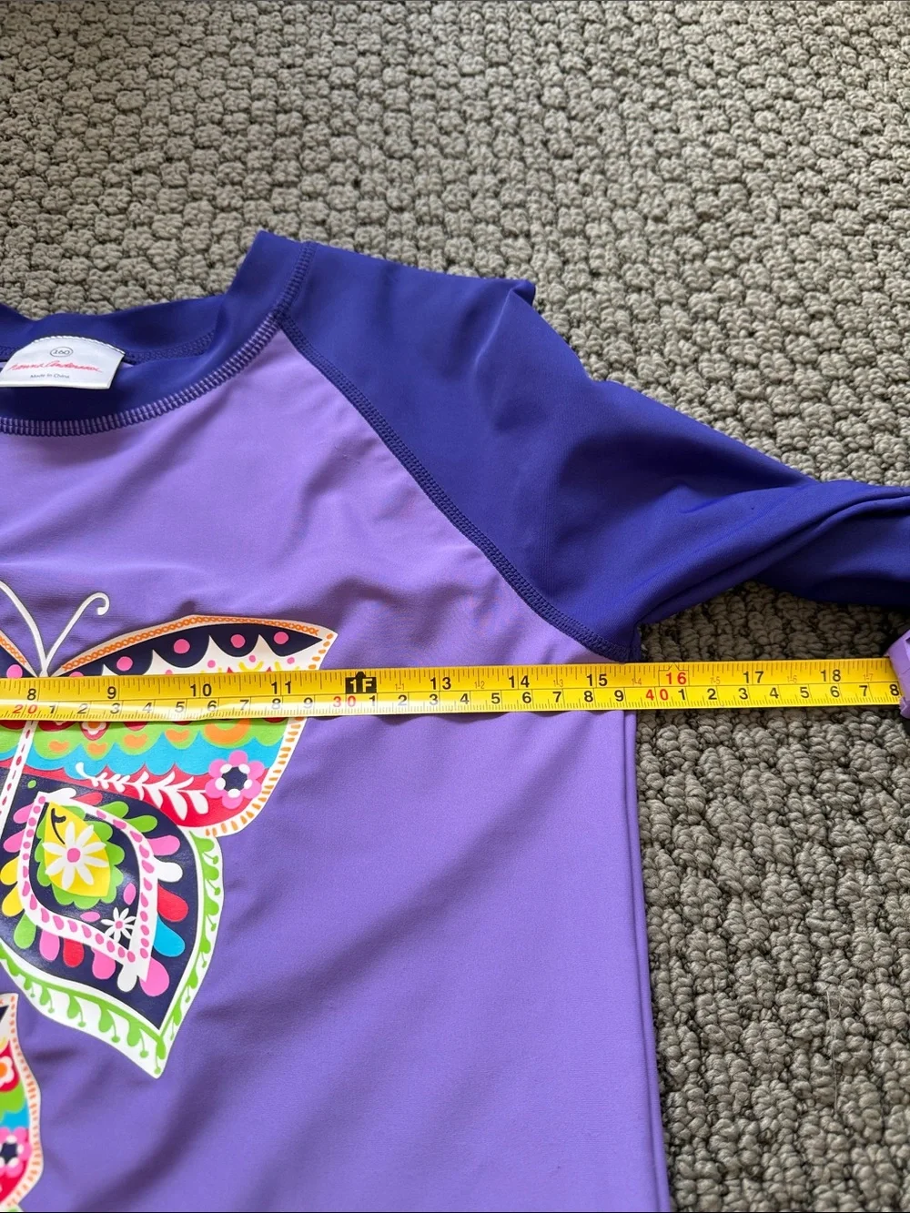 Kids Hanna Andersson Purple Butterfly Rash Guard Long-sleeve Swim Top